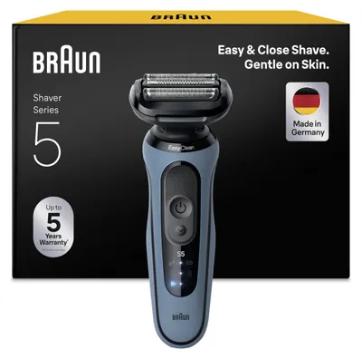 Produktbild von Braun Series 5 52-A1000s, Folienschaber, Blau, Tasten, Batterie, Integrierte Batterie, 50 min