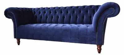 Produktbild von Chesterfield Design Luxus Polster Sofa Couch 3 Sitz Blau Textil Neu