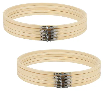 10er-Pack Stickrahmen 30 cm, verstellbar, Bambus, rund