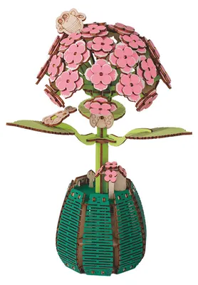 Produktbild von 3D-Holzpuzzle Blumen DIY Handgefertigte Topfblumen Sonnenblumen Lilien Hortensien Schmetterlingsorchideen Glockenblumen Puzzle Dekoration Blumenpflanzen Bausatz