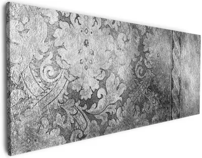 Produktbild von Wallario Premium Leinwandbild Schnörkelmuster in grau in Größe 60 x 150 cm