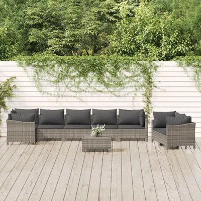 Obrázok produktu pre vidaXL 9-dielna záhradná obývacia súprava s vankúšmi Grey Poly Rattan