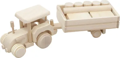 Obrázek produktu pro Traktor S Dřevěným Přívěsem + Stavebnice Pro Děti