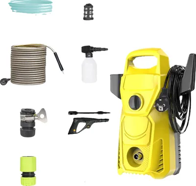 Immagine prodotto di Idropulitrice, ugello regolabile, tubo flessibile da 10 m, colore giallo UE, modello elettrico con cavo