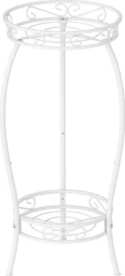 Obrázek produktu pro Kovový stojan na květináče 69 cm - dvoupatrový stojan na květináče do interiéru i exteriéru (bílý)