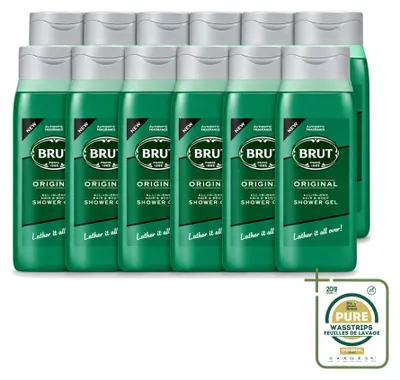 Zdjęcie produktu dla 12 sztuk żelu pod prysznic Brut All in One do włosów i ciała, oryginalny zapach, pojemność 500 ml - zestaw ekonomiczny