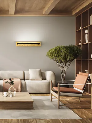 Produktbild von Foglia - 18W LED Wandleuchte, CCT 2700K-4000K, L.63 cm, 340° verstellbar, 1440 lm, IP20 - Perenz - Blattgold