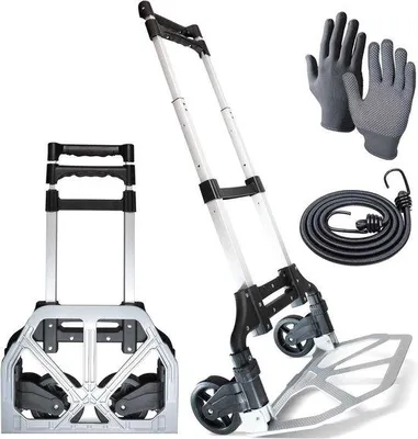 Productafbeelding van Famanu handkar, aluminium - opvouwbaar, draagvermogen 80 kg, met elastische koorden
