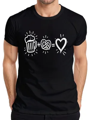 Immagine prodotto di Birra, pretzel, cuore, amore, , Wiesn, Baviera, lederhosen, dirndl, maglietta da uomo, nera, taglia M