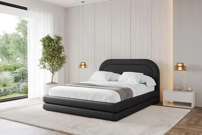 Produktbild von ALTDECOR Polsterbett mit Bettkasten - LERIS 140x200 Schwarz Kunstleder- Bett mit Kopfteil, Boxbett ohne Matratze, Doppelbett mit Stauraum