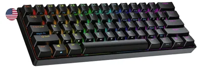 Obrázok produktu pre Mechanická klávesnica, 61 kláves, rozloženie QWERTY, RGB podsvietenie, USB-C konektor, čierna farba