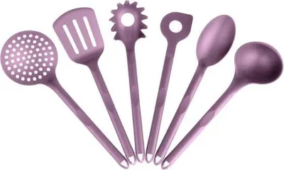 Produktbild von Famanu Küchenhelfer-Set - 6-teilig, hitzebeständig, spülmaschinengeeignet - lila