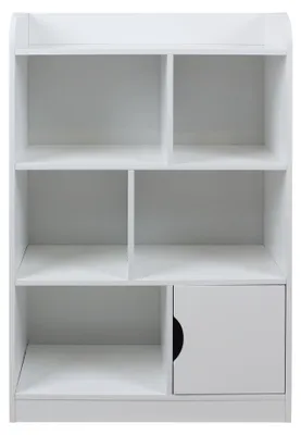 Immagine prodotto di GINGER HOME: Scaffale per bambini, ideale per riporre libri e giocattoli, con 4 ripiani e una porta – Bianco