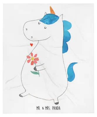 Produktbild von Mr. & Mrs. Panda Tagesdecke Einhorn Spaziergang - Weiß - Geschenk, Bettdecke, Sofadecke, Blumen, Unicorn, Motivation, Mutter, Plaid, Einhörner, Bettüberwurf, Kuscheldecke