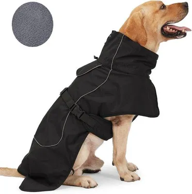 Produktbild von Wasserdichter Reflektierender Hundemantel für kalte Wetterbedingungen - Mit weichem Futter - Warme Hundemantel - Kleinstes - Schwarz