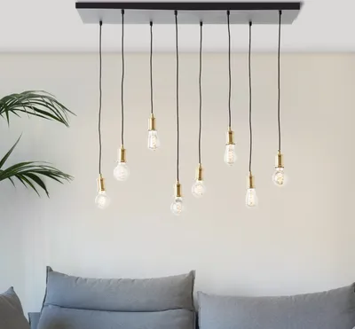Produktbild von BRILLIANT schwarzes Reihen Hängelampe | 133 x 110 cm | 8 x E27 max. 60 W | Kabel kürzbar | Metall