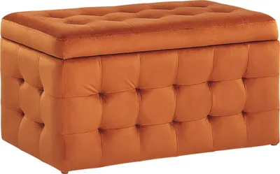 Obrázek produktu pro BELIANI Taburet oranžový sametový 72 x 42 x 40 cm s úložným prostorem pršívaný obdélníkový