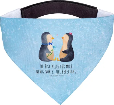 Produktbild von Mr. & Mrs. Panda Hunde Schal Pinguin Pärchen - Eisblau - Geschenk, Hund Halstuch, Liebe, Hochzeitstag, Für, Tuch, Hundehalstuch