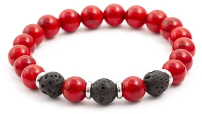 Produktbild von Perlenarmband aus Lavastein und Howlit MINK22 / 17