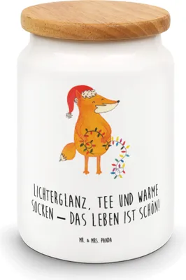 Produktbild von Mr. & Mrs. Panda Dose Fuchs Weihnachten - Weiß - Geschenk, Aufbewahrungsdose, behälter, Teedose, Füchse, Weihnachtsmann, Winter, Nikolaus, Heiligabend, Vorratsbehälter