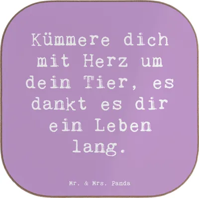 Produktbild von Mr. & Mrs. Panda Flaschenuntersetzer Spruch Haustiere pflegen - Lavendeltraum - Geschenk, Getränkeuntersetzer, Zuversicht, Untersetzer für Gläser, liebevolle Gesten