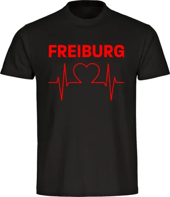 Produktbild von multifanshop Kinder T-Shirt - Freiburg - Herzschlag, schwarz, Größe 152