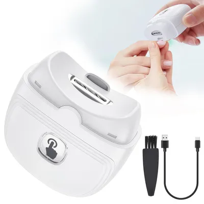 Produktbild von Elektrischer Nagelknipser, Automatische Nagelfeile Für Baby, mit LED-Licht,  2 Geschwindigkeiten, USB Wiederaufladbare Nagelzwicker, Weiß