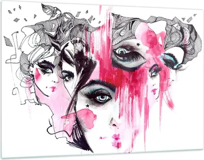 Produktbild von Bilder auf glas - Frauen Gesichter Augen illustration - 120x80cm - Glasbilder - Wandbilder - Kunstdruck - Wanddekoration aus Glas - Glas Bilder - Wandbild auf Glas - GAA120x80-3095