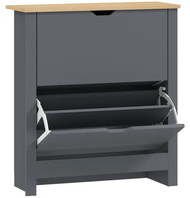 Immagine prodotto di Armadio per scarpe con 2 ante a battente, per 8-12 paia | Colore: Grigio scuro | Dimensioni: 72x26x80 cm