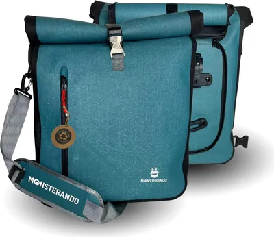 Produktbild von 3-in-1 Wasserdichte Fahrradtasche aus recyceltem PET, Rucksack, Umhängetasche und Gepäckträgertasche – 25L – Ozeanblau