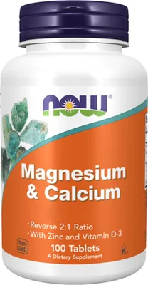 Produktbild von Now Foods Magnesium & Calcium – 100 Tabletten