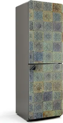 Produktbild von Mosaikmuster mit Ornamenten – Magnetische Kühlschrank Abdeckung – Dekorfolie magnetisch Küche – Kühlschrank Magnet Deko – selbstklebende Magnettafel – Magnetfolie für Kühlschranktür – 60x190 cm