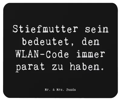 Produktbild von Mr. & Mrs. Panda Mousepad Spruch Stiefmutter Heldin - Schwarz - Geschenk, herzerwärmende Sprüche, mauspad laptop, Freude, mousematte, Mouse Pad, Geduld, pc mausunterlage