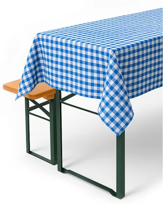 Tischdecke 90x260 cm, blau-weiß kariert, 100% Baumwolle