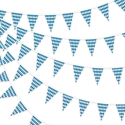Produktbild von Wimpel Girlande 30M Bayrische Deko Dreiecksfahnen Blau-Weiß PE-Plastik