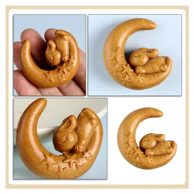 Produktbild von Mondhase Anhänger Handgefertigte Holzfigur zur Dekoration