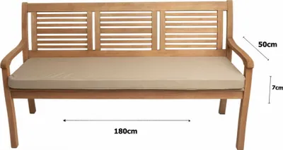 Produktbild von Bankkissen 180×50×7 cm beige – Sitzkissen für Gartenbank mit abnehmbarem Bezug, bequemes Polster für Outdoor & Terrasse Sitzkissen für 2–3 Personen