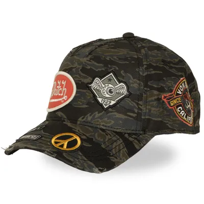 Obrázok produktu pre Čiapka Von Dutch Originals s 5 panelmi a zapínaním na patentku CAMO PATCH VD Tiger