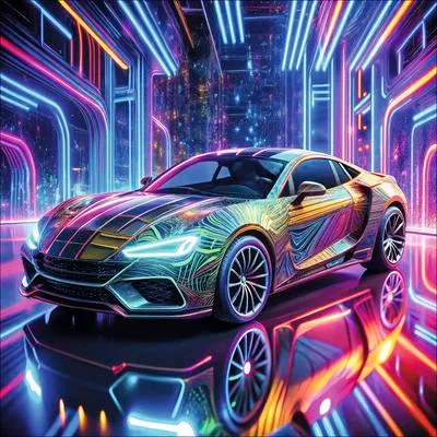 Produktbild von Glasbild Neon Car II GLA3049 30x30 cm