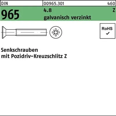 Produktbild von Reyher  Senkschrauben DIN 965 4.8 M 4x45 -Z galv. vz 009653010040045 (500 Stück)