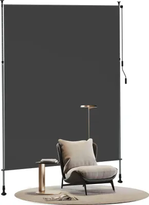 Produktbild von UISEBRT Klemmmarkise 200 × 310 cm Vertikalmarkise Sonnenschutz Balkon Terrasse Sichtschutz Markise ohne Bohren Teleskopmarkise Dunkelgrau