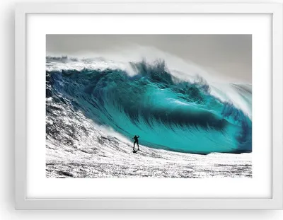 Produktbild von Gerahmtes Poster - Weißer Rahmen - Surfen Welle Türkis - 40x30 cm - Wand Bild - Wanddeko - Wandbilder - Kunstposter - Wandposter - Bilderrahmen - Bilder - Kunstdruck - Wandbild - P2WAA40x30-4351
