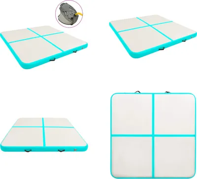 Image de vidaXL Tapis de gymnastique gonflable avec pompe 200x200x10 cm PVC Vert - Tapis de gymnastique - Tapis de gymnastique - Tapis de yoga de gymnastique - Tapis de yoga de gymnastique
