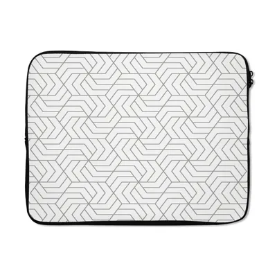 Produktbild von MuchoWow® Laptop Hülle 15 Zoll Geometrie - Linie - Schwarz - Weiß - Muster Laptoptasche - Laptoptasche - Sleeve - Rundum-Schutz