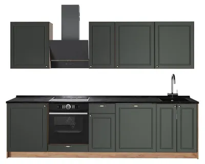 Obrázok produktu pre Kuchynka Vicco Fame-Line Zelený a zlatý vidiecky dom/Dub Goldkraft 280 cm bez pracovnej dosky, Model 64203
