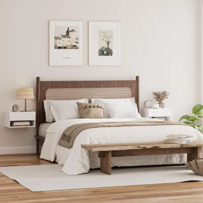 Immagine prodotto di Comodino sospeso con cassetto, bianco, per la camera da letto