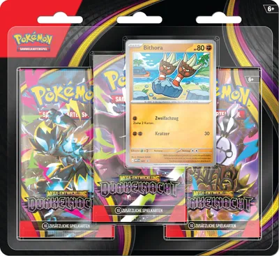Produktbild von Pokémon Sammelkarten|Pokémon|Amigo Pokémon-Sammelkartenspiel: Drei-Boosterpack-Blister Mega-Entwicklung - Dunkelnacht