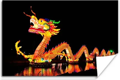 Produktbild von MuchoWow® Poster Ein chinesischer Drache im Dunkeln 90x60 cm - Schlafzimmer
