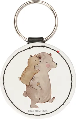 Produktbild von Mr. & Mrs. Panda Schlüsselanhänger Papa Bär - Weiß - Geschenk, Anhänger, Elegant, schlüsselbund, Taschenanhänger, Vatertag, Geburtstag, Bruder, schlüssel