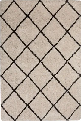 Produktbild von BELIANI Teppich Beige mit Schwarz 140 x 200 cm Shaggy mit Karomuster Getuftet Rechteckig Klassisch